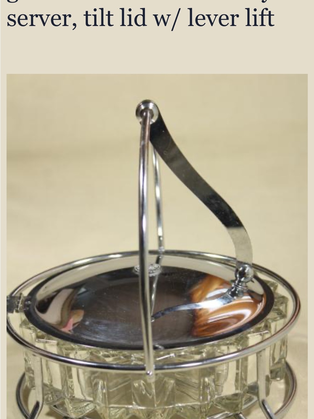 Glass Crystal Server with Silver-Tone Lid and Handle